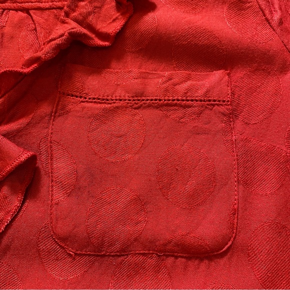 Maeve by Anthropologie ruffle blouse red size small short sleeve button up top - Picture 11 of 12